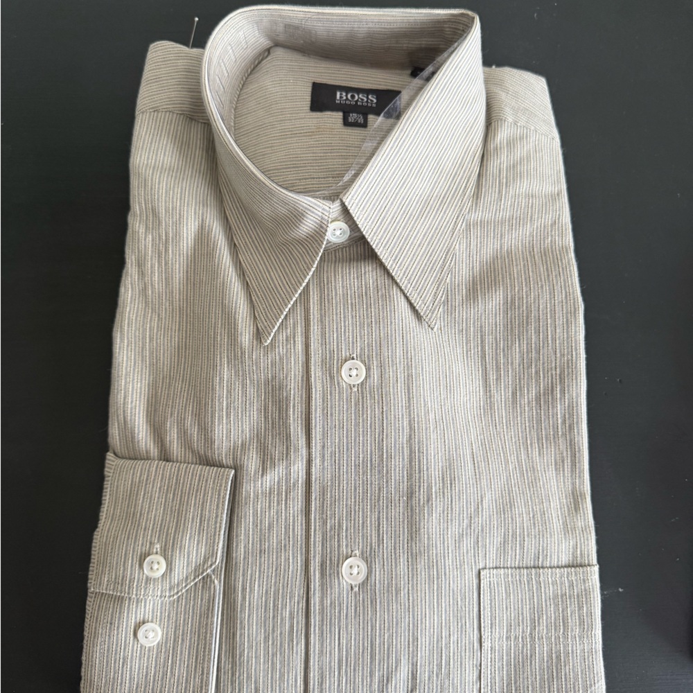 Hugo Boss Men's Light Tan Button Down Shirt